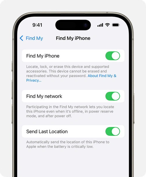 enable find my iphone