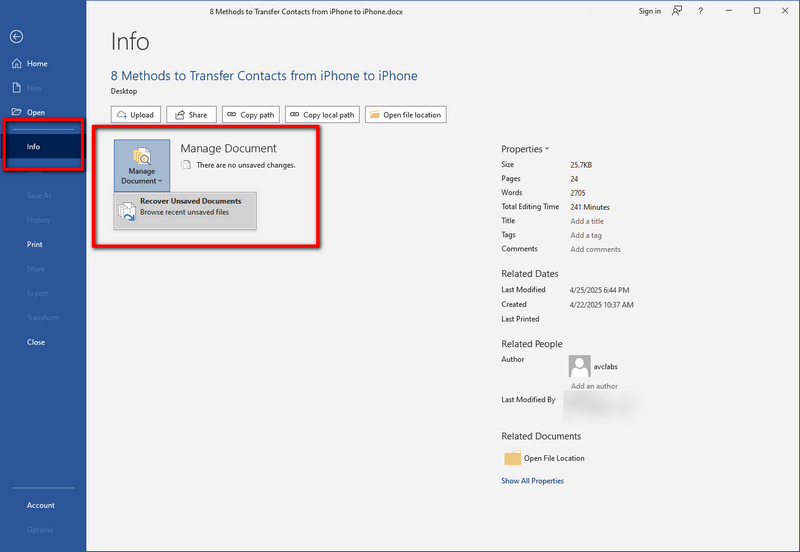 restore corrupted files by autosave