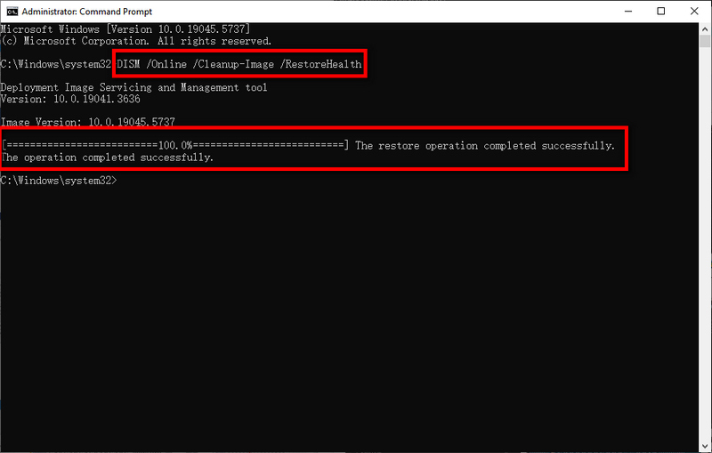 restore corrupted files by DISM tool