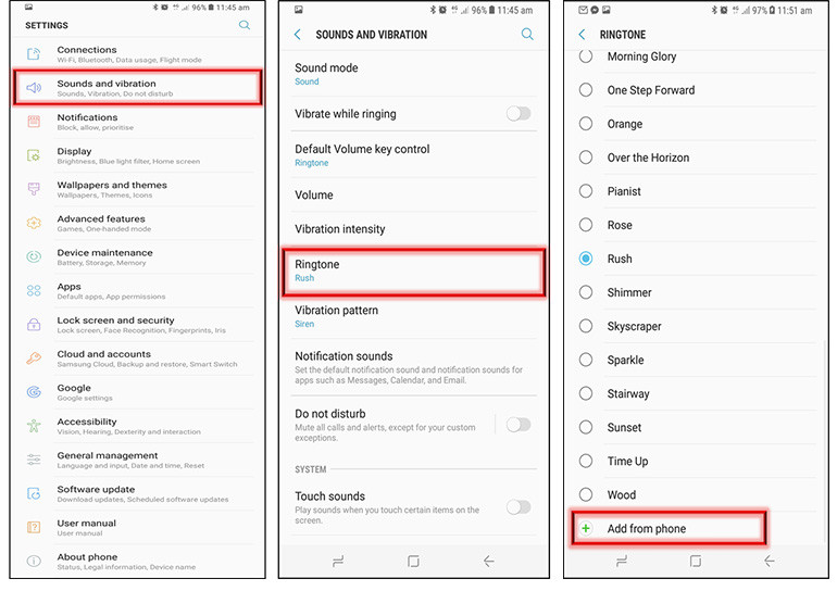 import ringtones to Samsung Galaxy S25