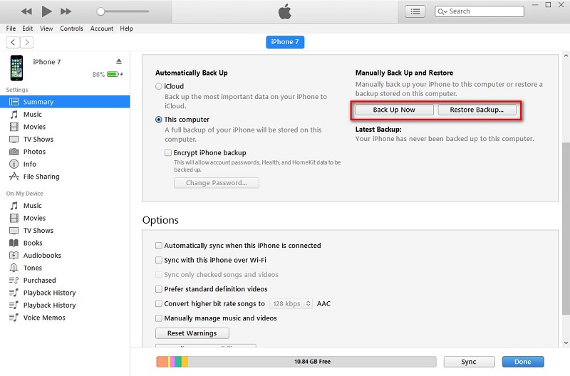 restore iTunes backup to iPhone 16/16 Plus