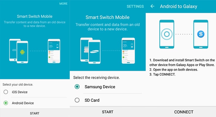 connect android and Samsung Galaxy S25 via Smart Switch