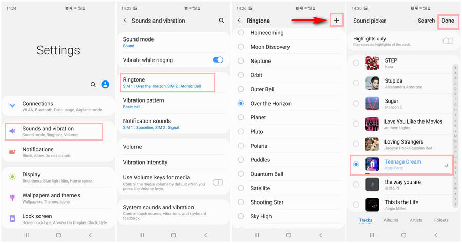 import ringtones to Samsung Galaxy S25