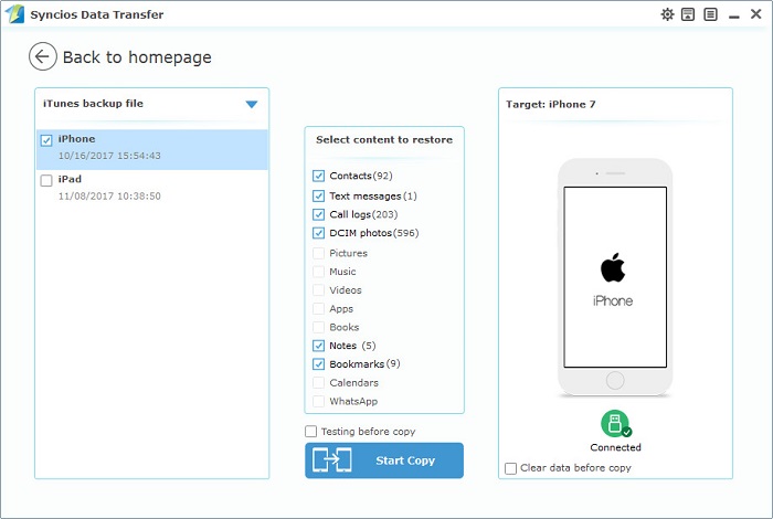 restore iTunes backup to iPhone 16/16 Plus