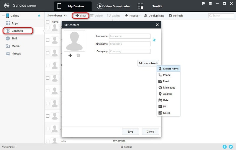 create new Samsung Galaxy S25 contacts