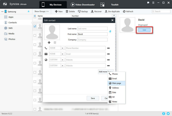 edit contacts on Samsung Galaxy S25