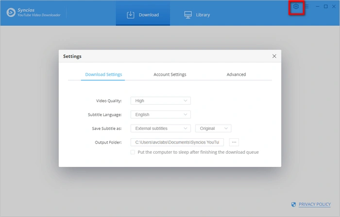 set downloaded settings